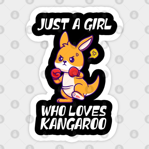 Just A Girl Who Loves Kangaroo Australian Boxer Sticker by BarrelLive